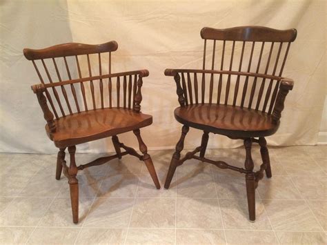 S Bent And Bros Pair Of Windsor Colonial Style Comb Back Arm Chairs