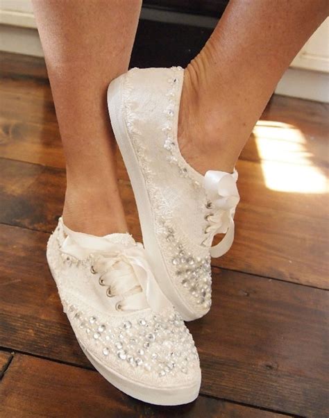 Wedding Bridal Sneakers Tennis Shoes Chic Ivory Or White Etsy