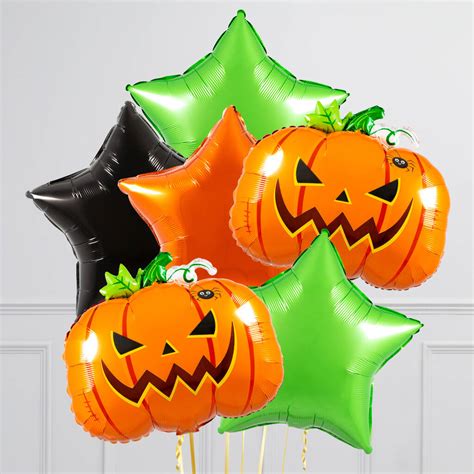 Frightful Pumpkin Halloween Inflated Foil Balloon Bunch By Bubblegum