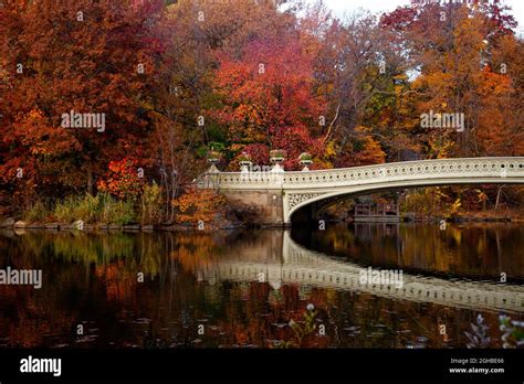 Autumn In Central Park Upper Manhattan Bow Bridge In The Fall Season