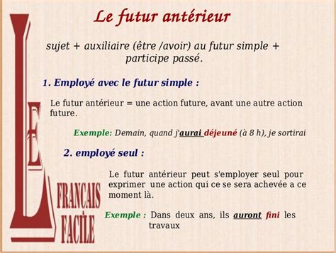 Maybe you would like to learn more about one of these? Le future simple et le futur antérieur (conjugaison ...