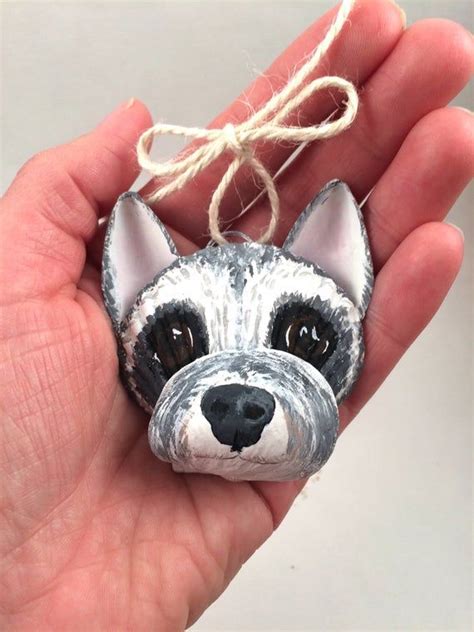 Find coastal ornaments, wreaths, candles and more! Seashell Schnauzer Ornament. Christmas ornament. Dog ...