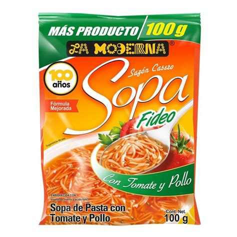 Sopa De Fideo La Moderna Con Tomate Y Pollo 100 G Walmart