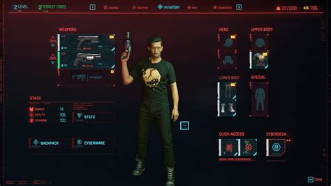 Inventory Cyberpunk 2077 Interface In Game