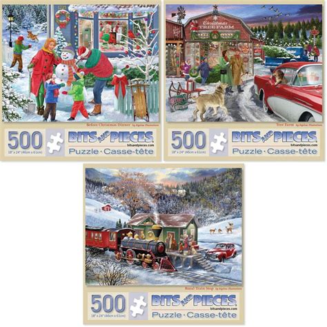 Bits And Pieces Value Set Of Three 3 500 Piece Jigsaw Puzzles For