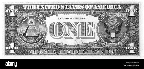 Currency One Dollar Billnthe Back Of A Us One Dollar Note Stock