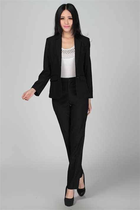 plus size s 3xl women wedding black pants suits work wear single breasted business formal ladies