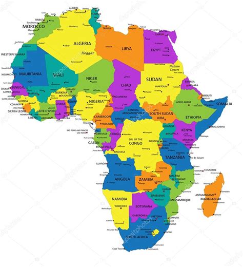 Mapa Político Colorido De África 2023