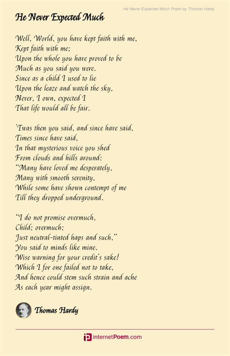 He Never Expected Much Poem By Thomas Hardy
