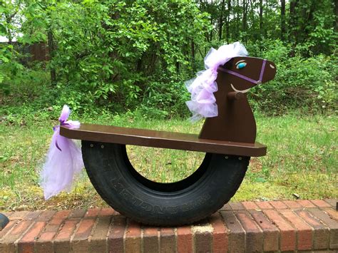 Rocking Horse Made With A Tire Husband And I Made This For The Grand