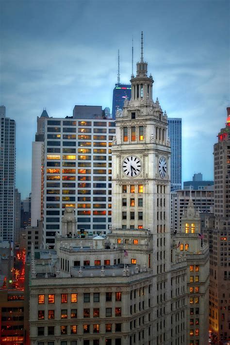 Chicago City View December Architectural Lines The Wrigley Building At