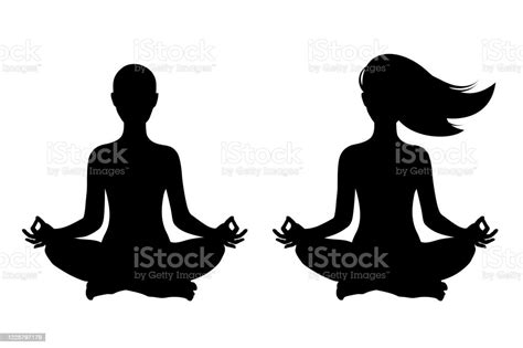 Silhouette Of Women Doing Yoga Lotus Pose Isolated Vector Stock