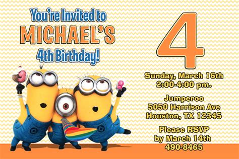 35 Personalized Minion Birthday Invitations Images Free Invitation
