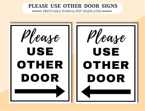 Please Use Other Door Signs Printable Word And Pdf Files With Both Left