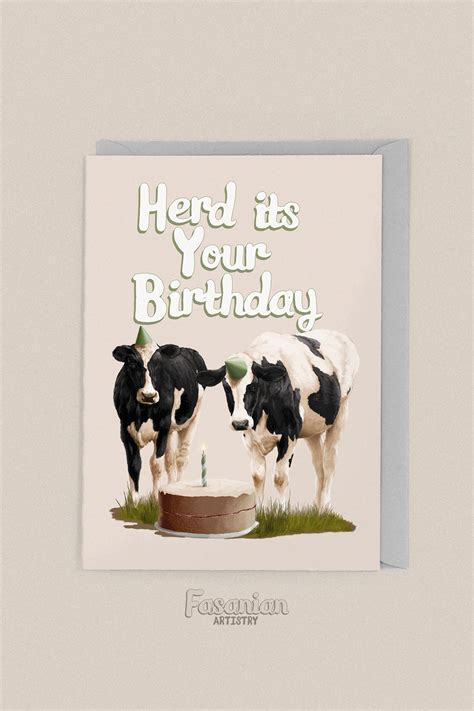 Herd Of Cows Birthday Card Funny Pun Farm Animal Etsy In 2021 Cow