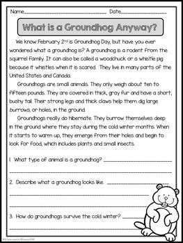 february reading comprehension passages   classroom   seasons