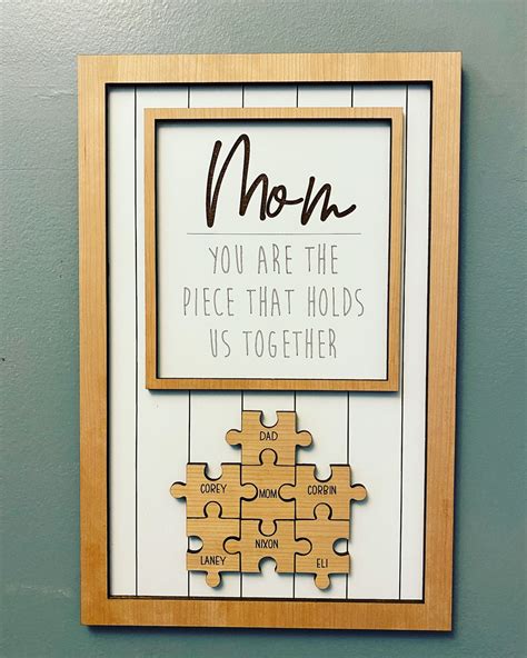 Mom Puzzle Plaque Personalized Mother Sign Mothers Etsy