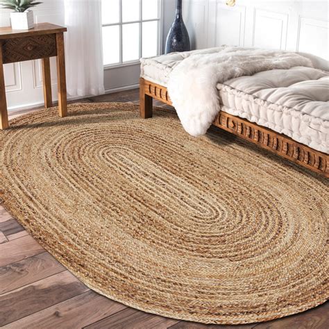Lr Home Natural Jute Natural Gray Oval Indoor Area Rug 7 X 9