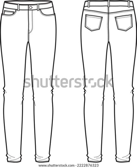Womens Skinny Jeans Front Back Denim Stock Vector Royalty Free