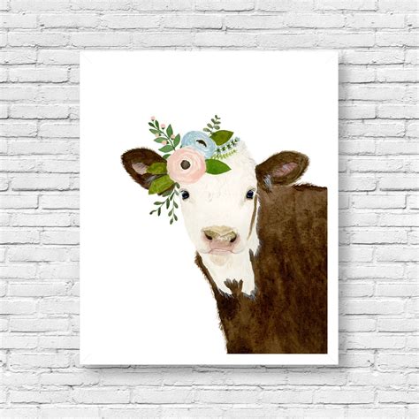 Realistic images of wild animals and mythical carousel favorites are more intricate. Watercolor cow , baby farm animals, cow painting, babby cow, kids posters, prints, nursery ...