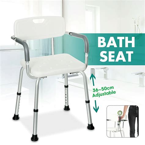 Shower Chair Bath Seat Bathroom Bath Tub Transfer Bench Aid Stool With Armrests And Back Support