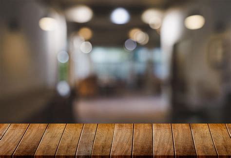 Premium Photo Wood Table With Blur In Coffee Shop Cafe For Montage