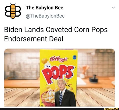 Biden Lands Coveted Corn Pops Endorsement Deal Corn Pops Corn Memes