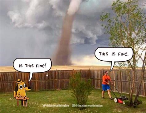 The Lawn Mowing In A Tornado Dad Photo That Inspired A Thousand Memes