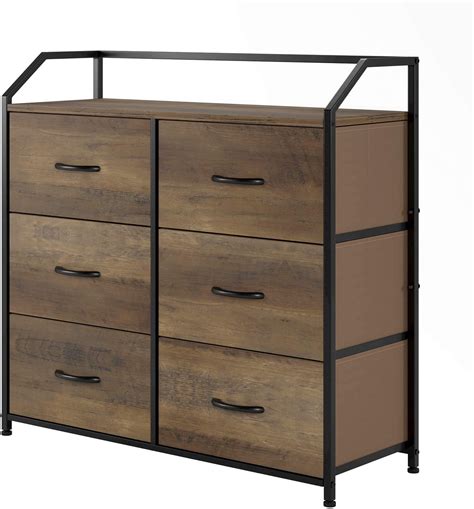 Homfa 6 Fabric Drawers Dresser Lightweight Storage Cabinet With