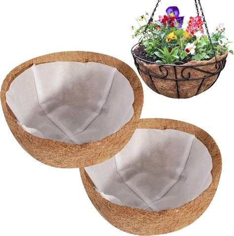 Coco Liners For Hanging Baskets 2pcs Natural Coconut Fiber Liner Deep