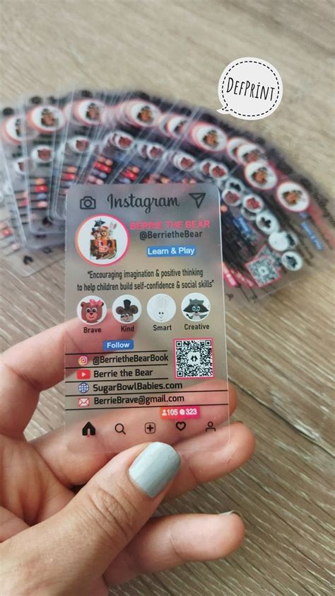 Instagram Transparent Business Card Clear Social Media Pvc Acrylic