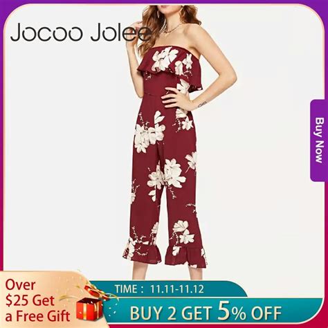 Jocoo Jolee Floral Sprint Women Jumpsuits 2018 Summer New Bohemian Style With Ankle Length Pants