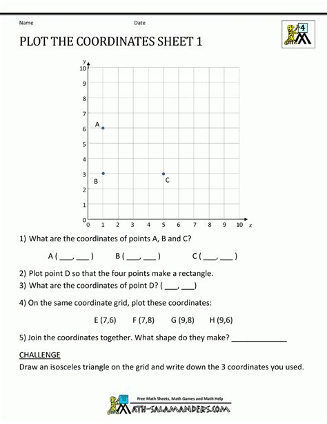 Printable Coordinate Grid Worksheets
