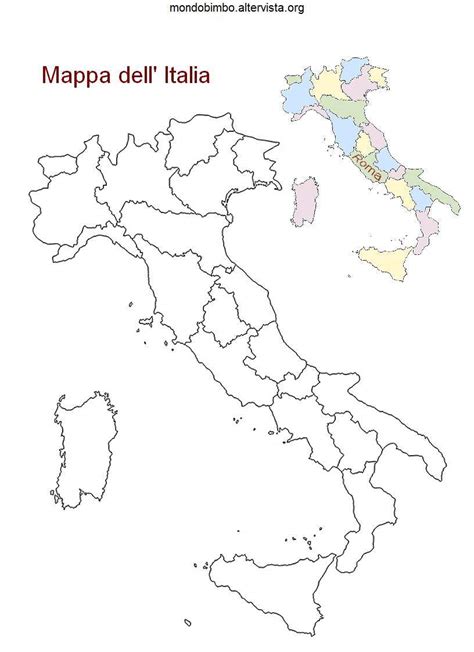 Bandiera E Mappa Dell Italia Da Colorare — Mondo Bimbo