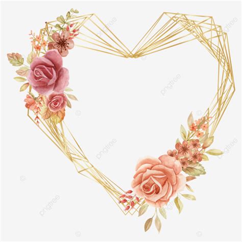 Floral Heart Flower Frame With Decoration For Wedding Or Greeting Card