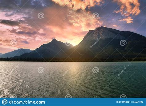 Sunrise Clouds Over A Mountain Lake Stock Image Image Of Cloudy Dawn