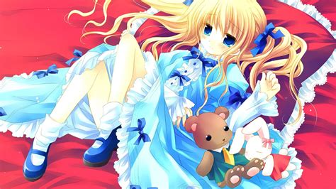Sfondi Illustrazione Bionda Capelli Lunghi Anime Girls Occhi Blu