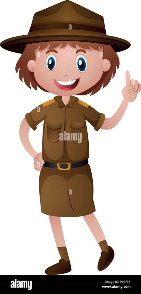 Female Park Ranger In Brown Uniform Illustration Stock Vector Image