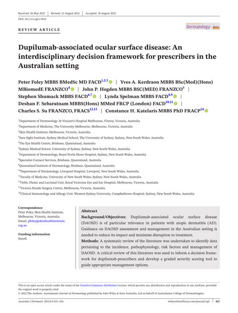 Pdf Dupilumab‐associated Ocular Surface Disease An Interdisciplinary
