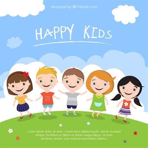 Happy Kids Illustration Vector Free Download
