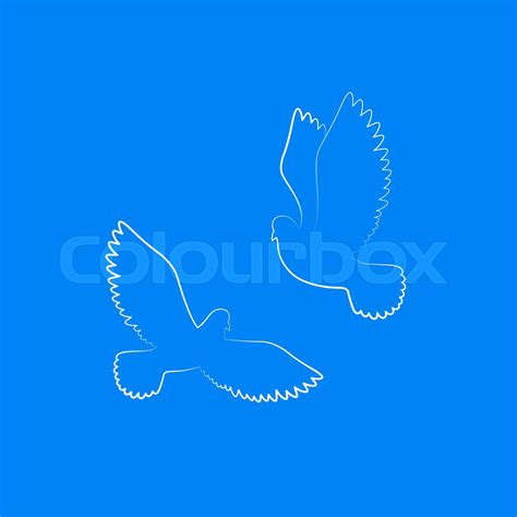 Couple Of Dove Silhouette White Free Birds In Sky Pigeons Vector