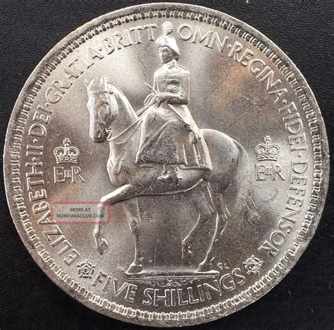 1953 Five Shillings Coronation Of Queen Elizabeth Ii Coin From
