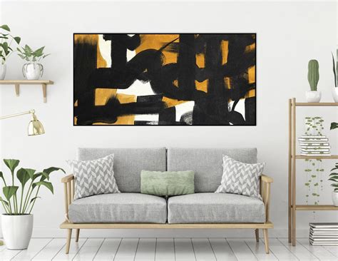Extra Large Abstract Painting on Canvas, Panaromic Wide #LA0309b | Sitting room decor, Large ...