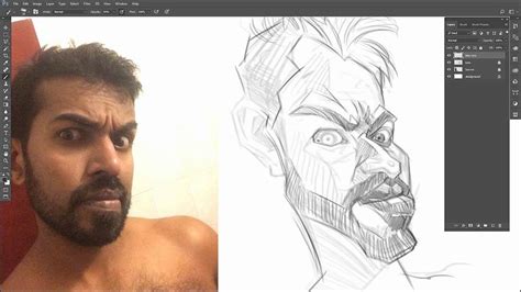 How To Draw A Self Caricature Portrait In Photoshop Digital Painting