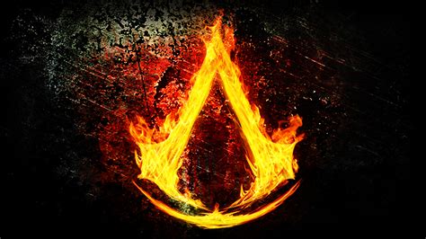 Fotos Assassins Creed Logo Emblem Feuer Spiele 1920x1080
