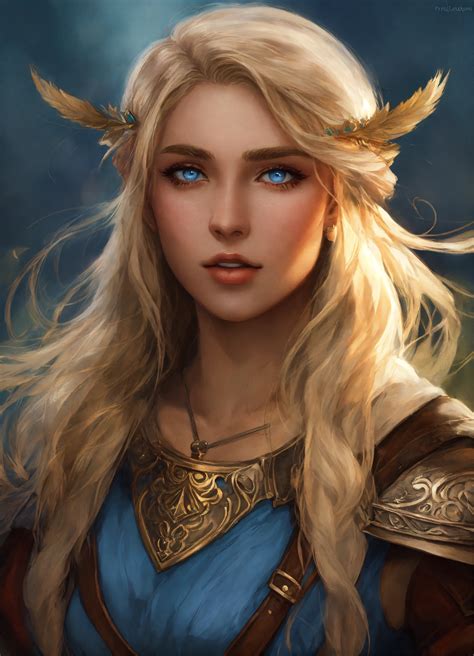 Lexica Heroic Fantasy Brythunian Woman Twenty Years Old Blond Hair Blue Eyes She S A Bard