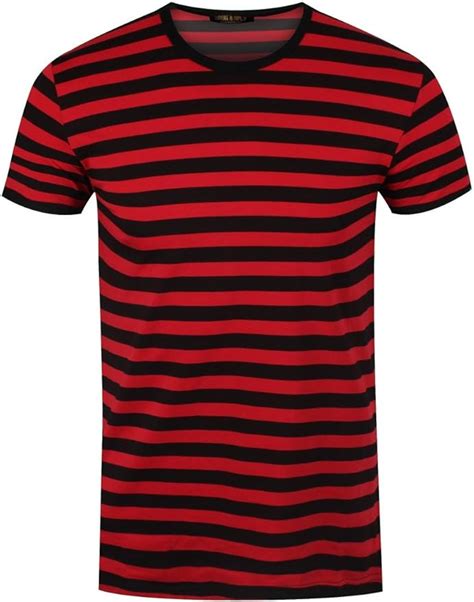 grindstore black and red striped t shirt uk clothing