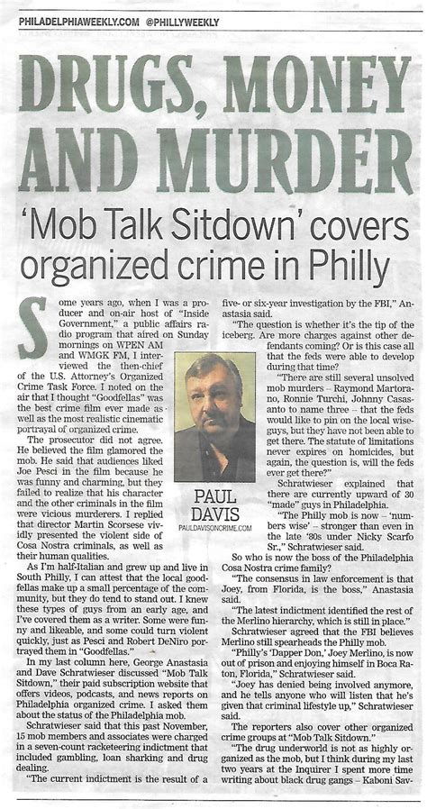 paul davis on crime drugs money and murder my philadelphia weekly crime beat column on mob