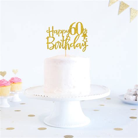 Buy Gold Glitter Happy 60th Birthday Cake Topperhello 60 Cheers To 60