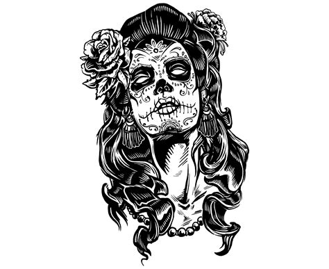 Day Of The Dead Sugar Skull Girl Halloween Mexican Day Etsy Skull Girl Tattoo Girl Tattoos